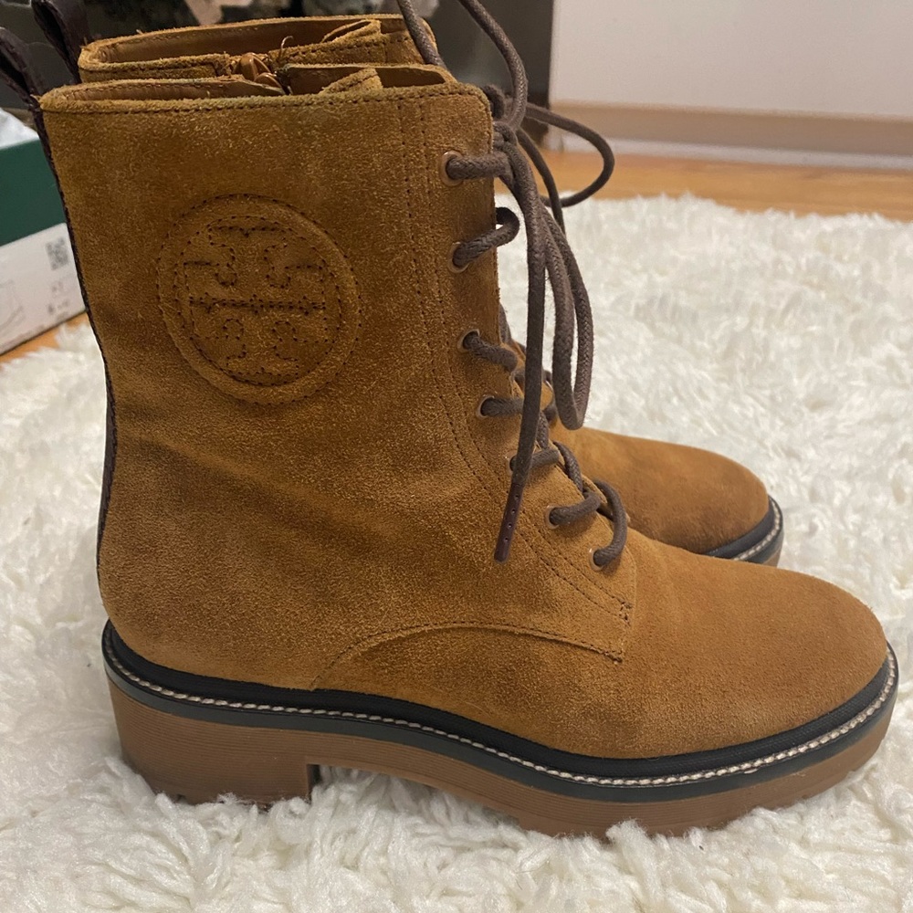 Tory Burch Miller 50 Suede lug sole booties-7